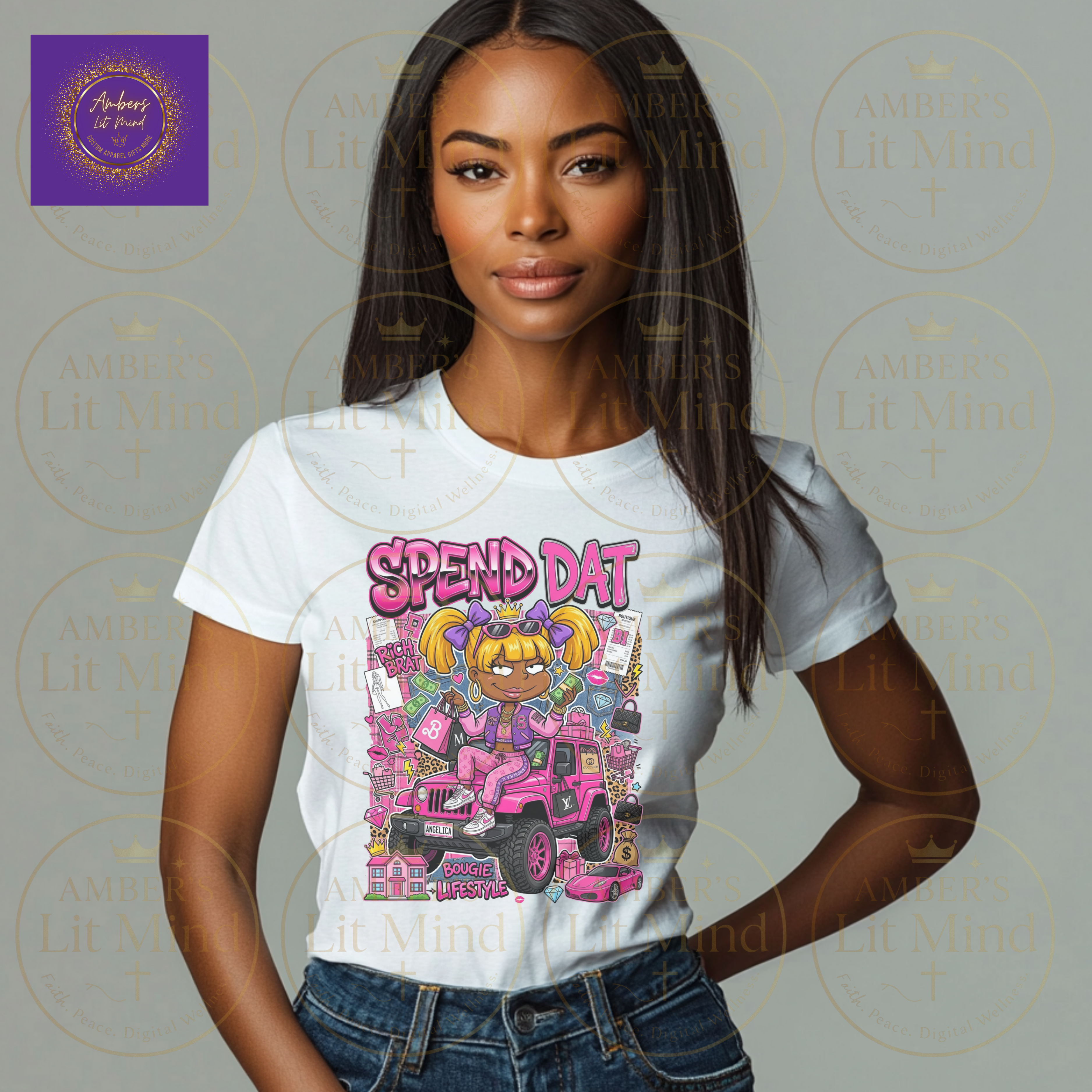 Spend Dat Bougie Lifestyle Graphic Tee | Fashion Lover Statement Shirt | Trendy Pink Streetwear Tee for Women