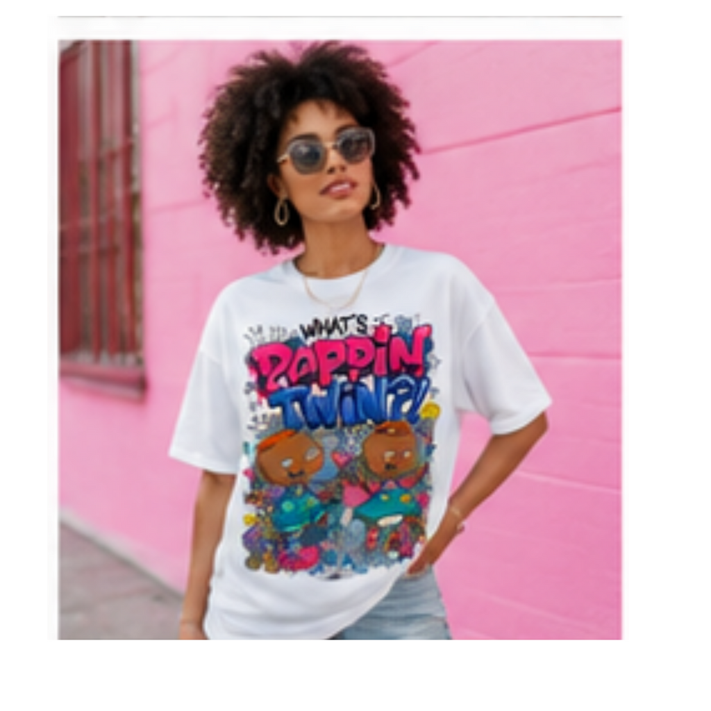 What’s Poppin’ Twin?! Graphic T-Shirt | Matching Twin Tee | Cute Sibling Shirt | Fun Cartoon Style Tee
