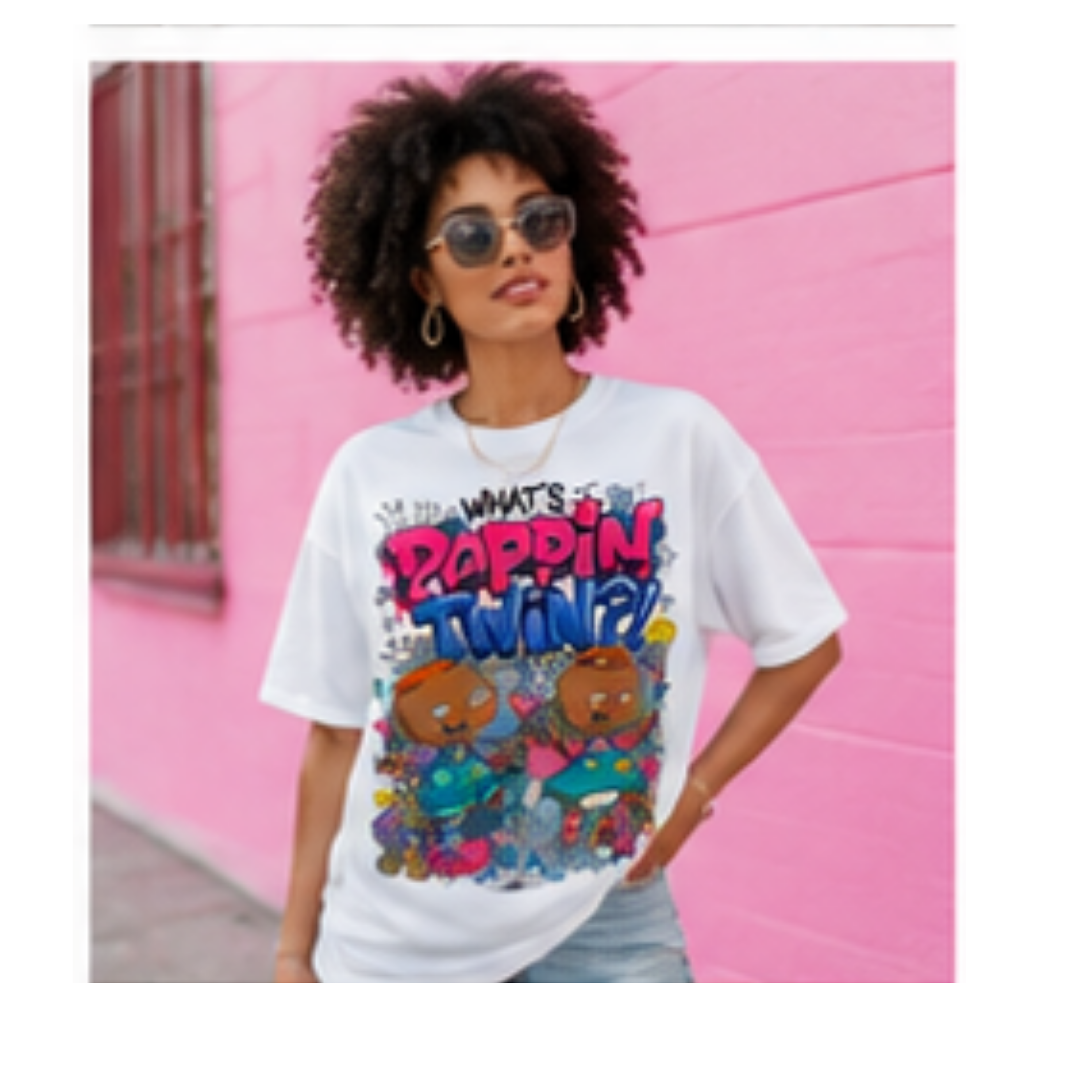 What’s Poppin’ Twin?! Graphic T-Shirt | Matching Twin Tee | Cute Sibling Shirt | Fun Cartoon Style Tee