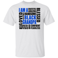 White t-shirt with motivational text in black and blue on a white background