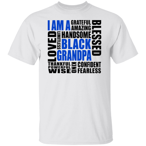 White t-shirt with motivational text in black and blue on a white background