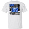 White t-shirt with motivational text in black and blue on a white background