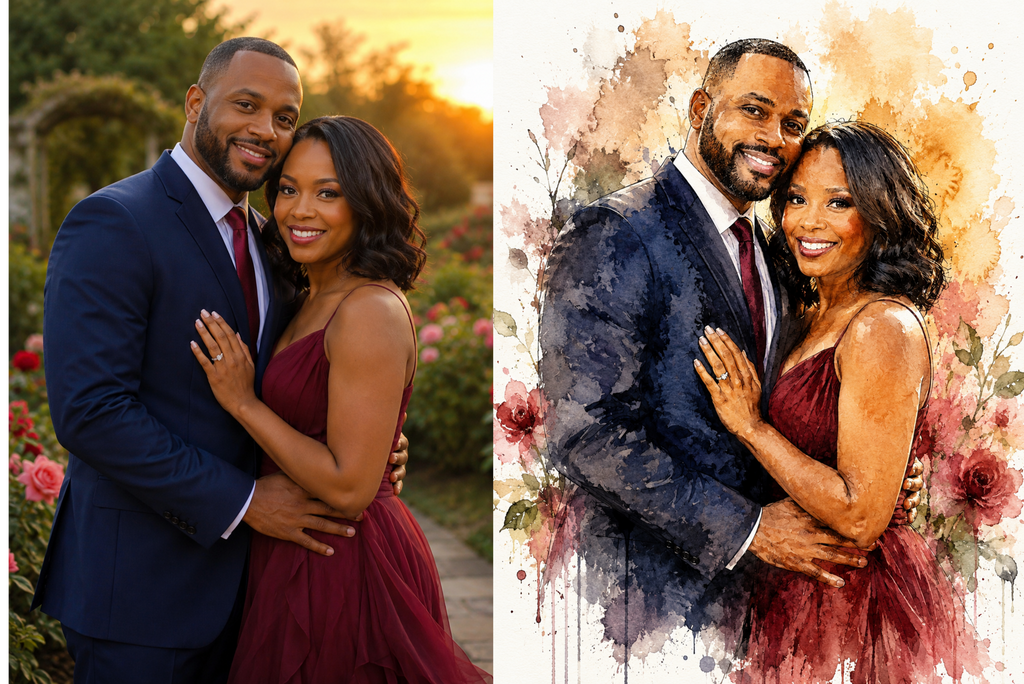 Custom Watercolor Canvas Portrait | Personalized Photo to Canvas Art