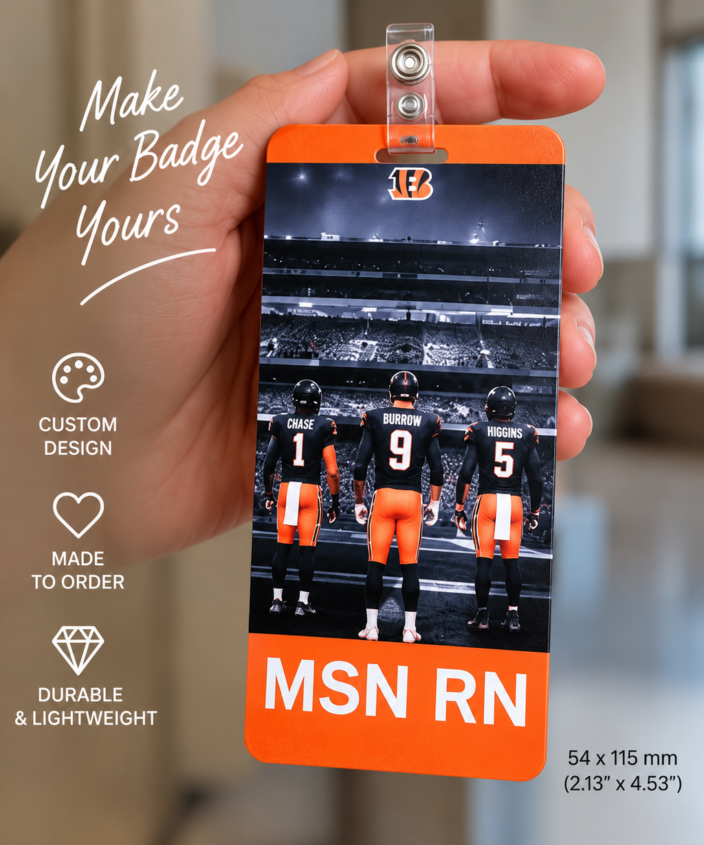 Custom ID Vertical Badge Backer | Personalized 3D Printed Badge