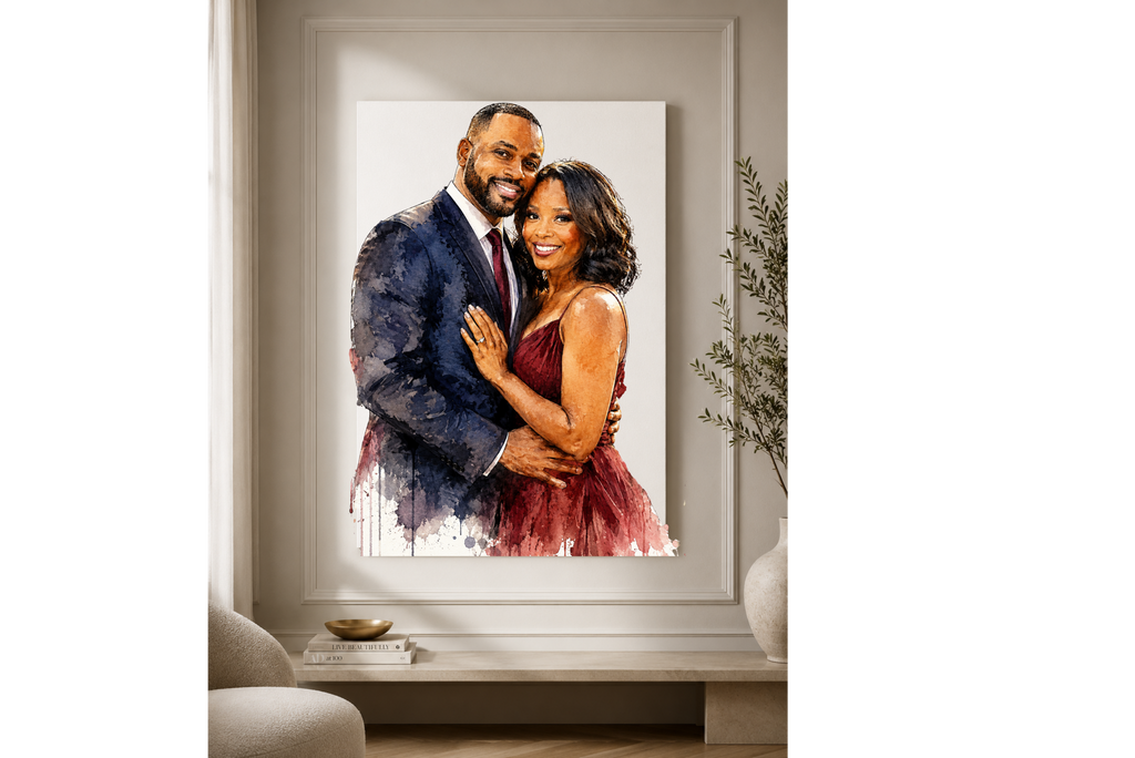 Custom Watercolor Canvas Portrait | Personalized Photo to Canvas Art