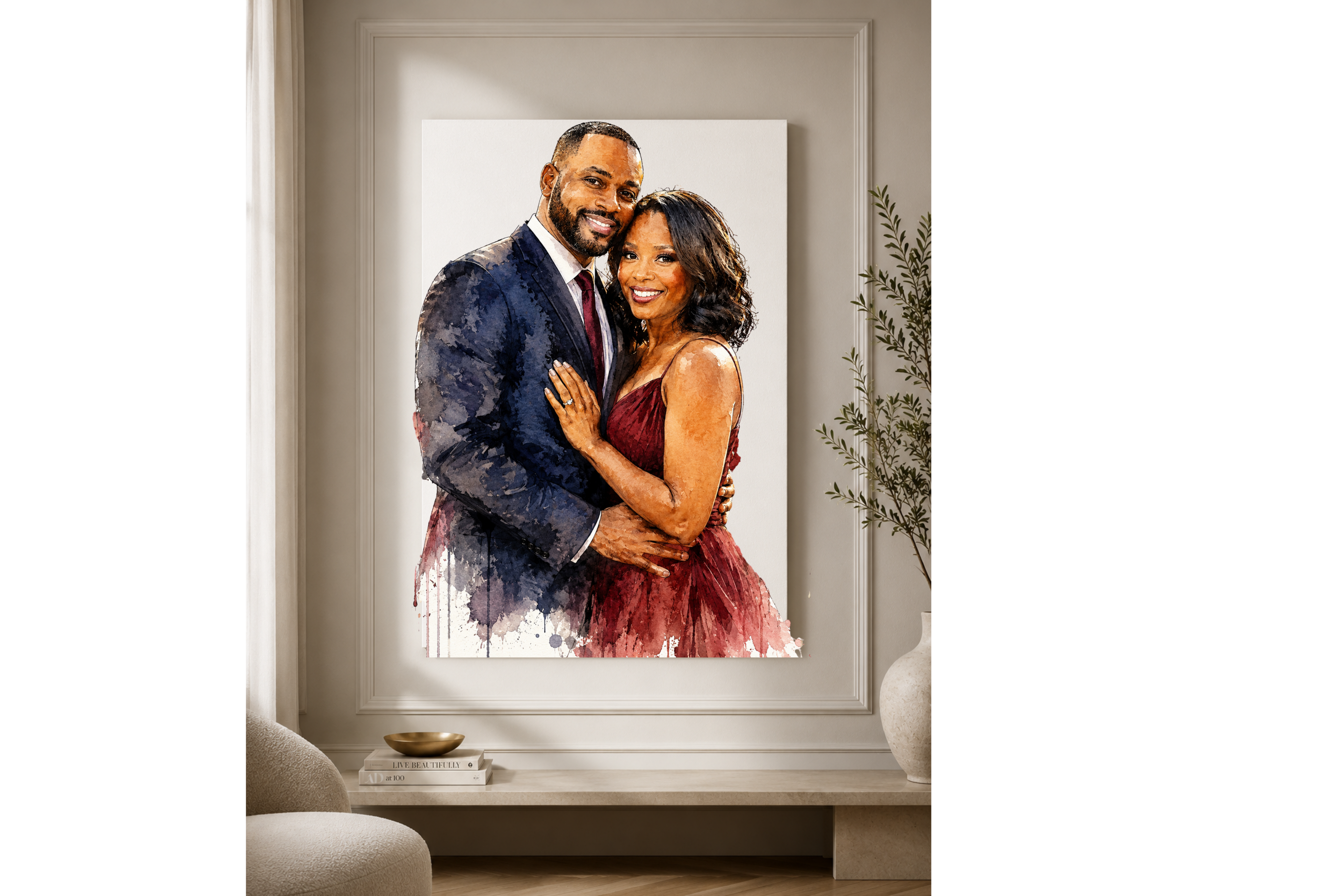 Custom Watercolor Canvas Portrait | Personalized Photo to Canvas Art