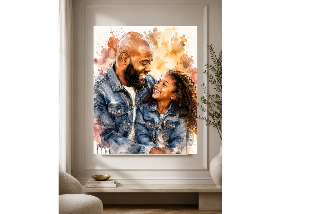 Custom Watercolor Canvas Portrait | Personalized Photo to Canvas Art