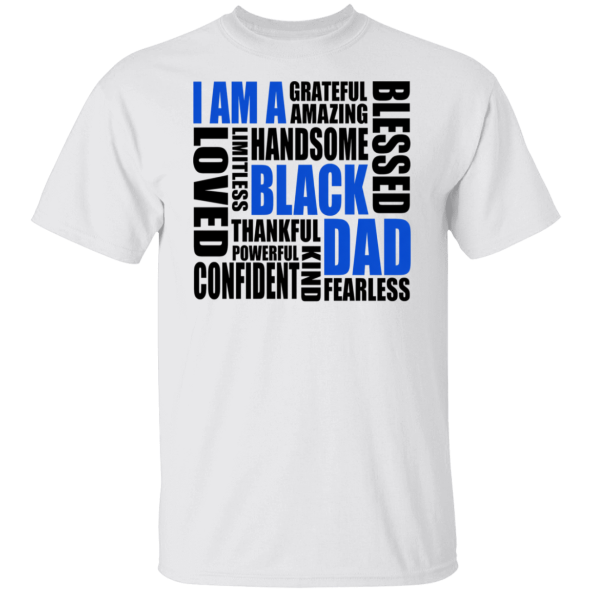 White t-shirt with motivational text design on a white background