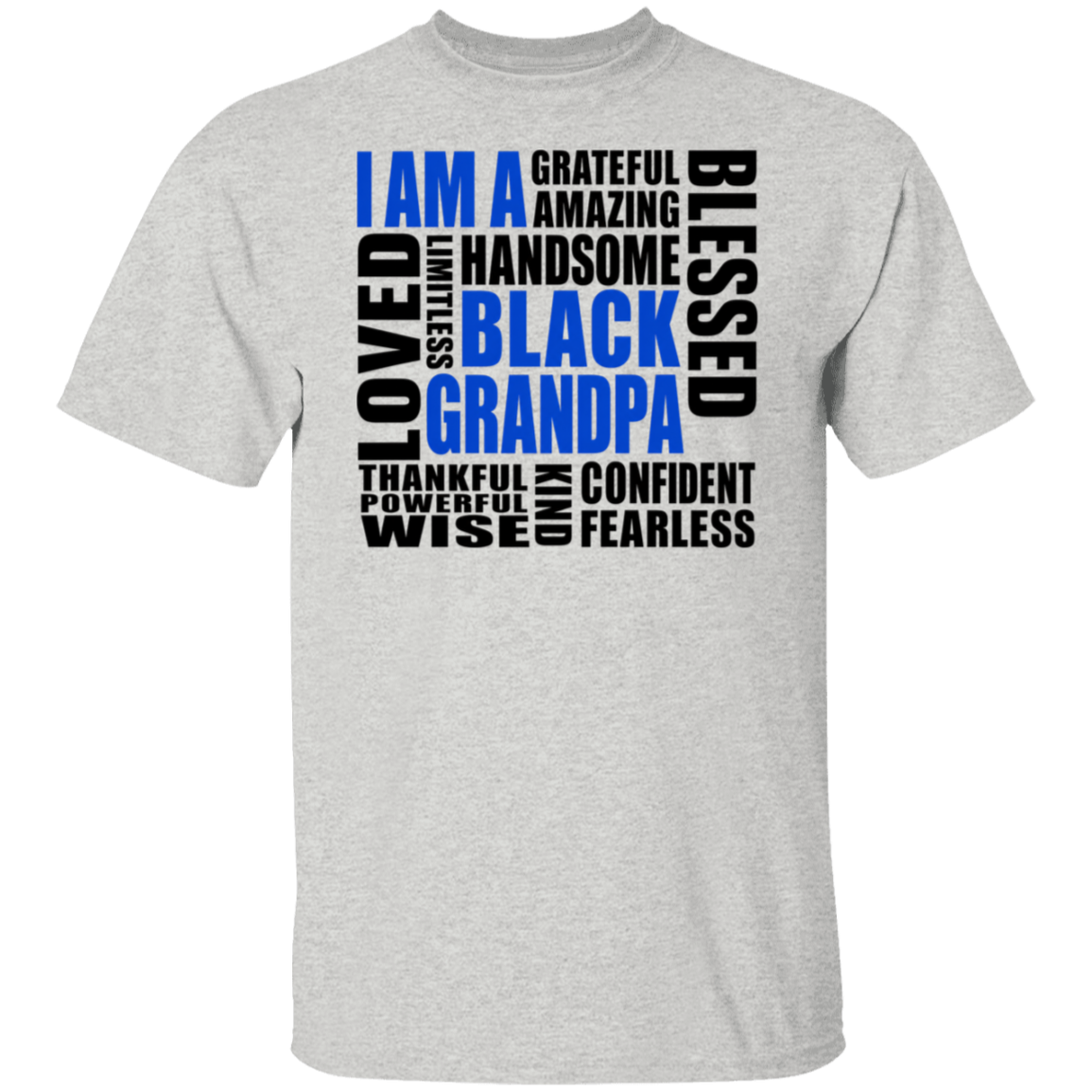 Gray t-shirt with motivational text design on a white background